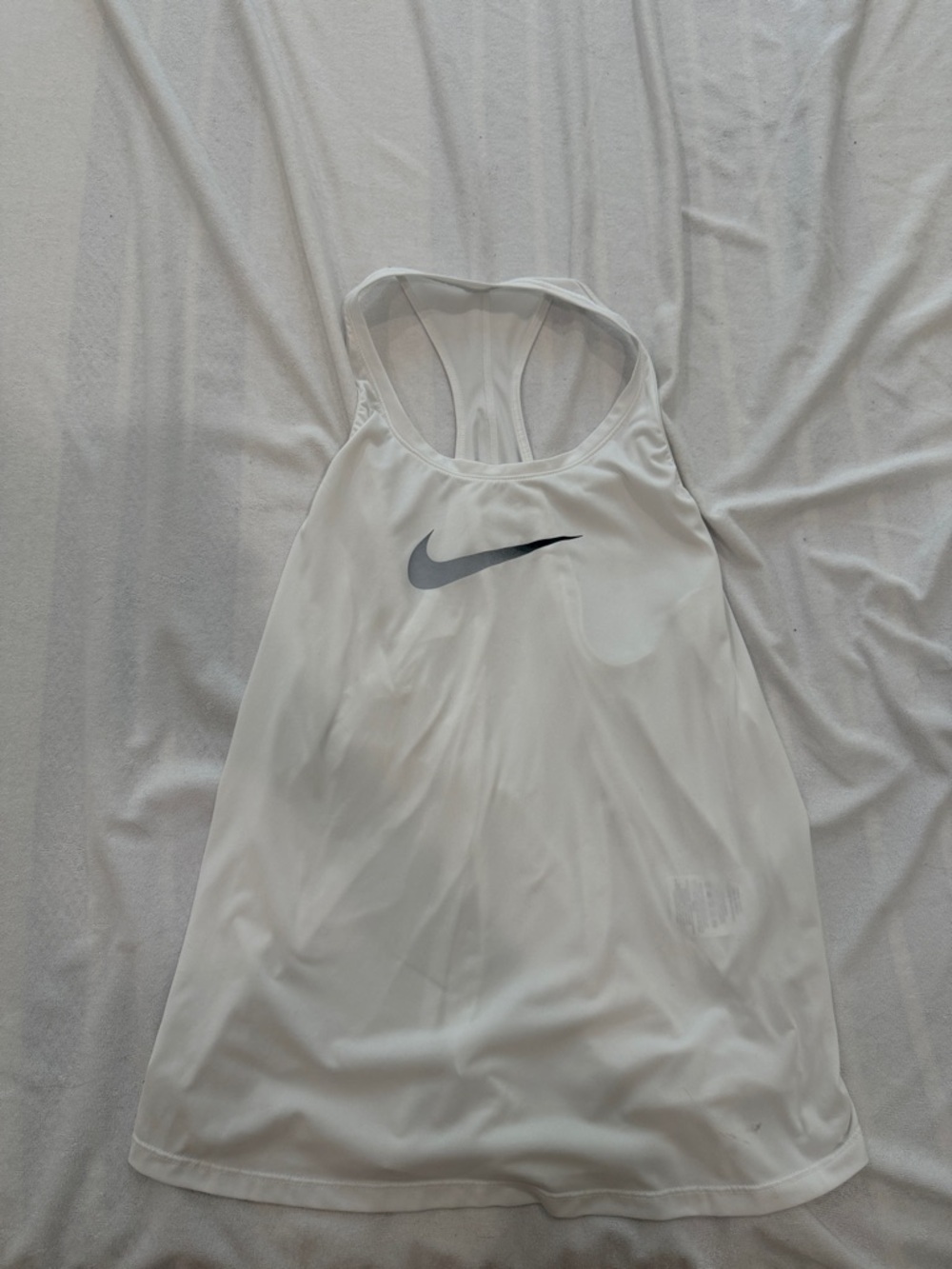 Nike White Racerback Swim Coverup with Black Swoosh